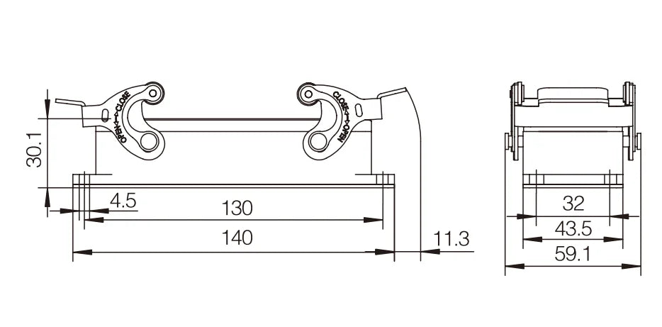 QITAI H24B-ST-2L Heavy Duty Connector Compact Series Top Entry Protective Hoods with Copper Contact and Aluminum Housing