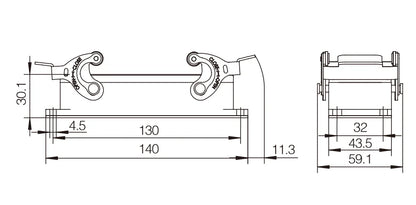 QITAI H24B-ST-2L Heavy Duty Connector Compact Series Top Entry Protective Hoods with Copper Contact and Aluminum Housing