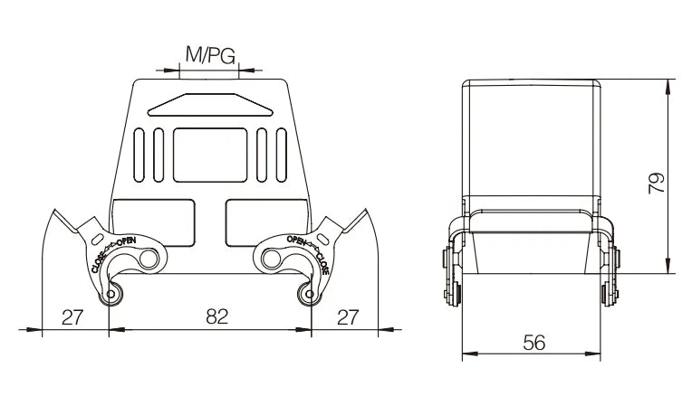 H32A-SG-4B-CV-2PG21 Heavy Duty Connector Compact Series Top Entry Protective Hoods