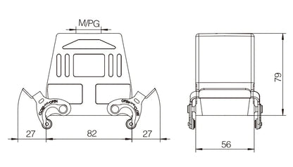H32A-SG-4B-CV-2PG21 Heavy Duty Connector Compact Series Top Entry Protective Hoods