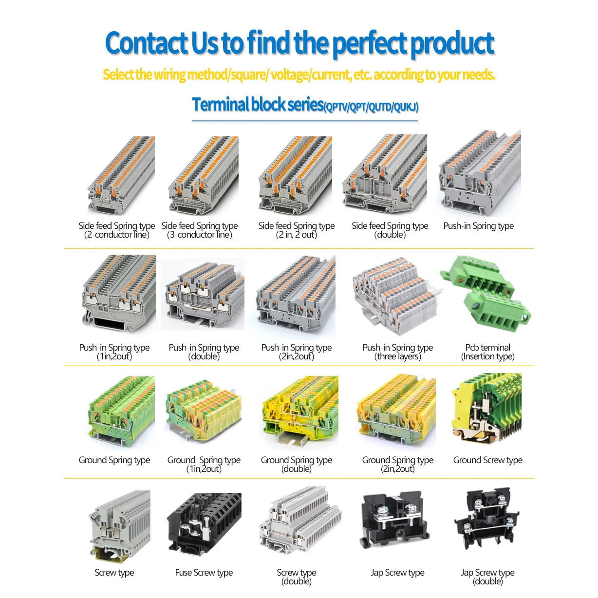 QPT2.5PE QPT4PE QPT6  Electronic Automatic Wire Normal Terminal Blocks Strips Grounding Terminal Blocks