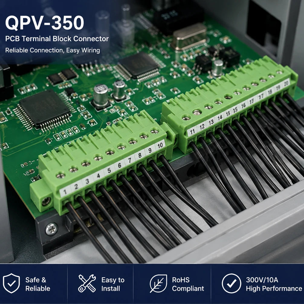 QPV-350 3.5mm Pcb Terminal Block Pluggable Terminal Block 6 Pin Screw Terminal 2-24P Customization Male and Female Connection