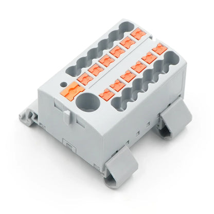 QPTFX 6/12*2.5-D Horizontal NS 35 DIN Rail Distribution Terminal Block 690V 24A Space-Saving Wire Connector
