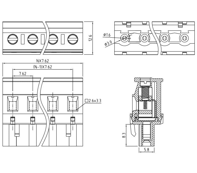 QPRA-762 7.62mm Pitch 2P-24P 300v 15A High Strength Spring Wire Strong Shock Resistance Plug PCB Terminal Connector Blocks