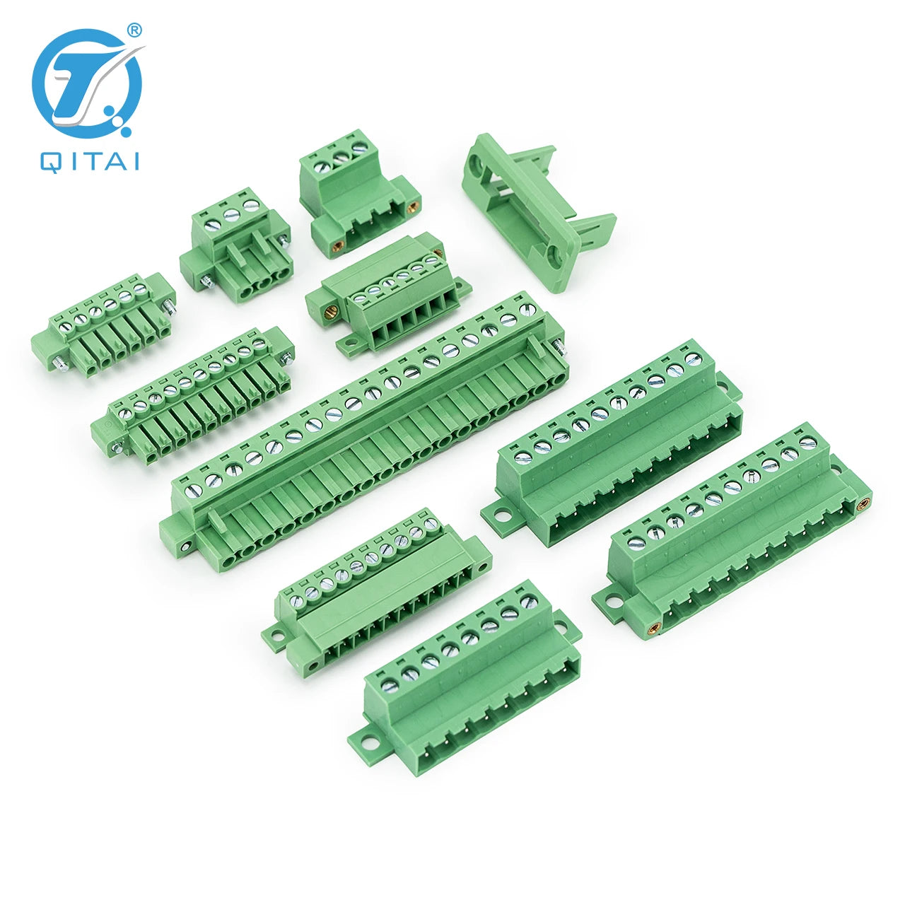 QSDA-381R-2X7P Wholesale Dual Rows 7pins Green Male Pluggable Terminal Block 3.81mm PCB Terminal Block Connectors 2-24P