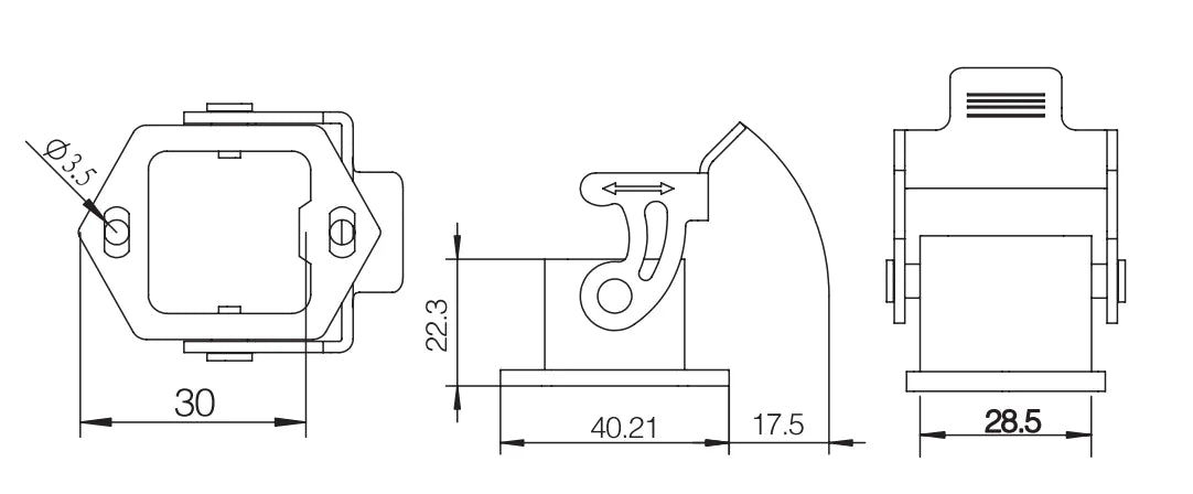 H3A-ST-1L Heavy Duty Connector Compact Series Top Entry Protective Hoods