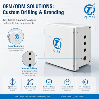 MG Series Weatherproof ABS Plastic Enclosure IP66 Industrial Control Box with Plastic Latch and Hinge for Outdoor Electrical