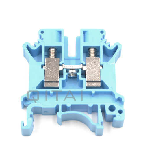 QITAI QUKJ-6 UK6N 800V Screw Terminal Block 41A 0.2-6mm Brass Connection 6mm Din Rail Terminals PA66 Fireproofing 11-20 AWG