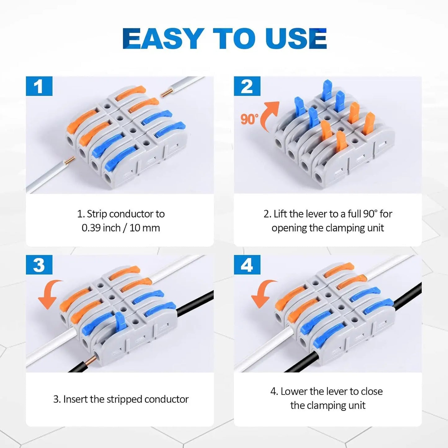 KV211 High Quality Spring Automotive Single Pole 1P 250V 32A LED Light Wiring Quick Connectors Push-In Terminals