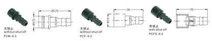 QITAI PCM-1.6 1.6mm 3mm 4mm 6mm Industrial Pneumatic Contact Without Shut-off Straight Male Terminal Blocks