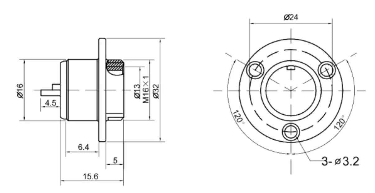 16M-9E Double-notch Socket B Aviation Plug and Socket  2 3 4 5 6 7 8  9 Pin Small Male and Female Connector Hole 16mm