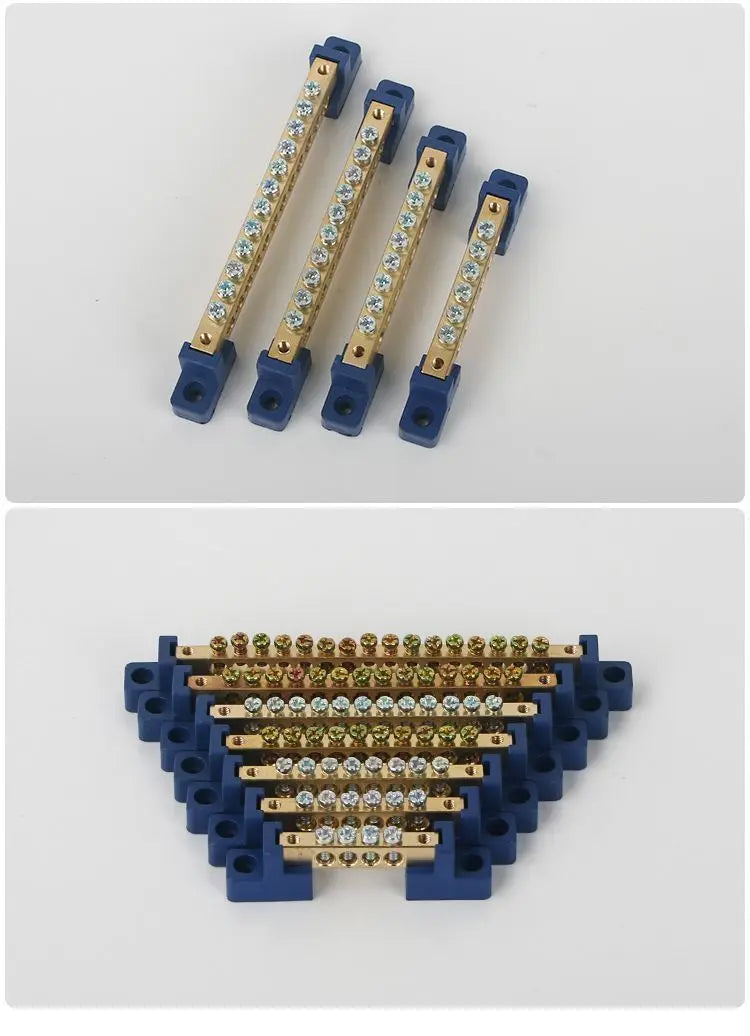 High Strength Copper Screw Type Neutral Earth Terminal Block Bus Bar Strip Connector Grounding Link Industrial Power