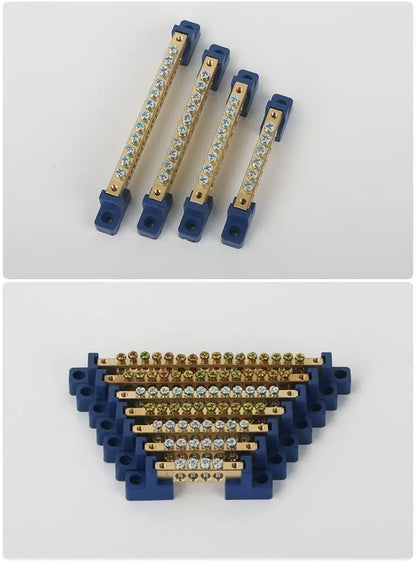 High Strength Copper Screw Type Neutral Earth Terminal Block Bus Bar Strip Connector Grounding Link Industrial Power