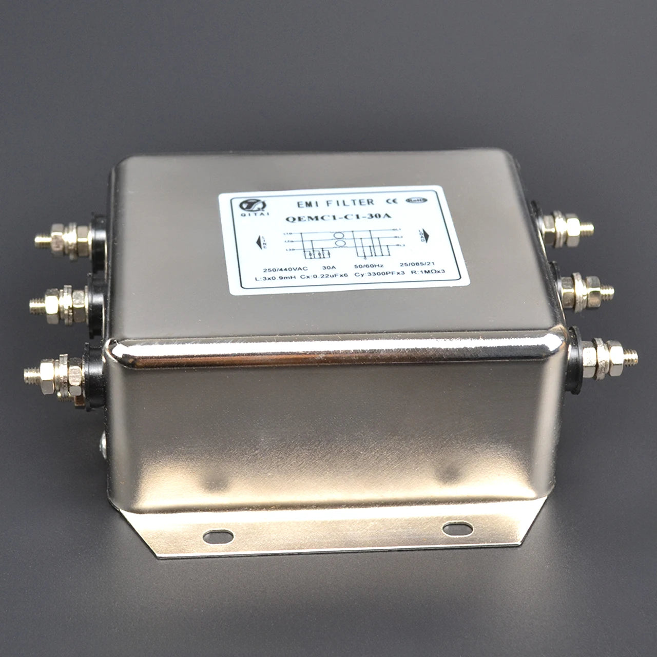 QEMC1-C1 Three-Phase AC Power Filter 30A 50A 40A with Plug-In Connection