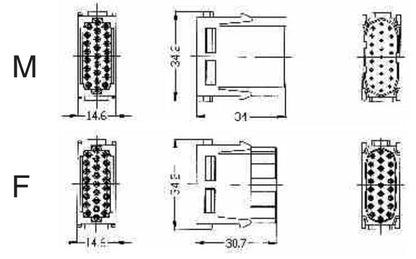 HMDS-025-MC 4A 50V Heavy Duty Connector V0 Male Insert Crimp Terminal for Industrial Electric Communication Equipment