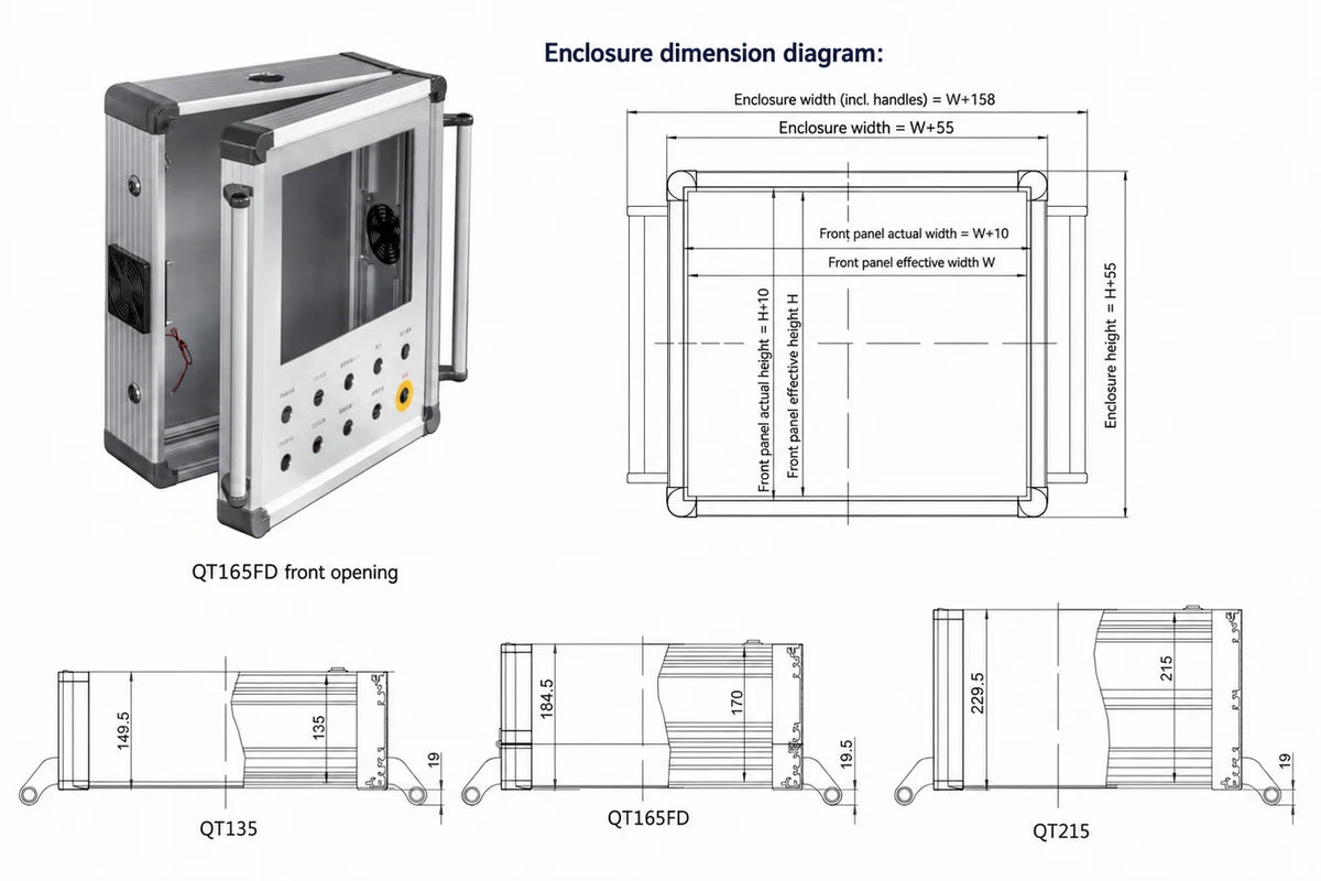 QT135 Oxidized Aluminum Profiles Connection Control Box mounting dimension