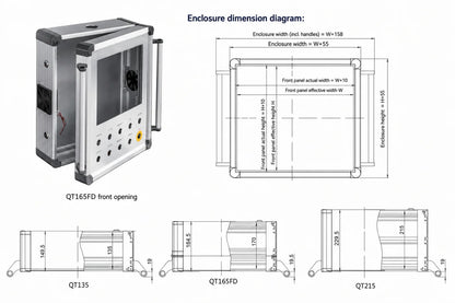 QT135 Oxidized Aluminum Profiles Connection Control Box mounting dimension