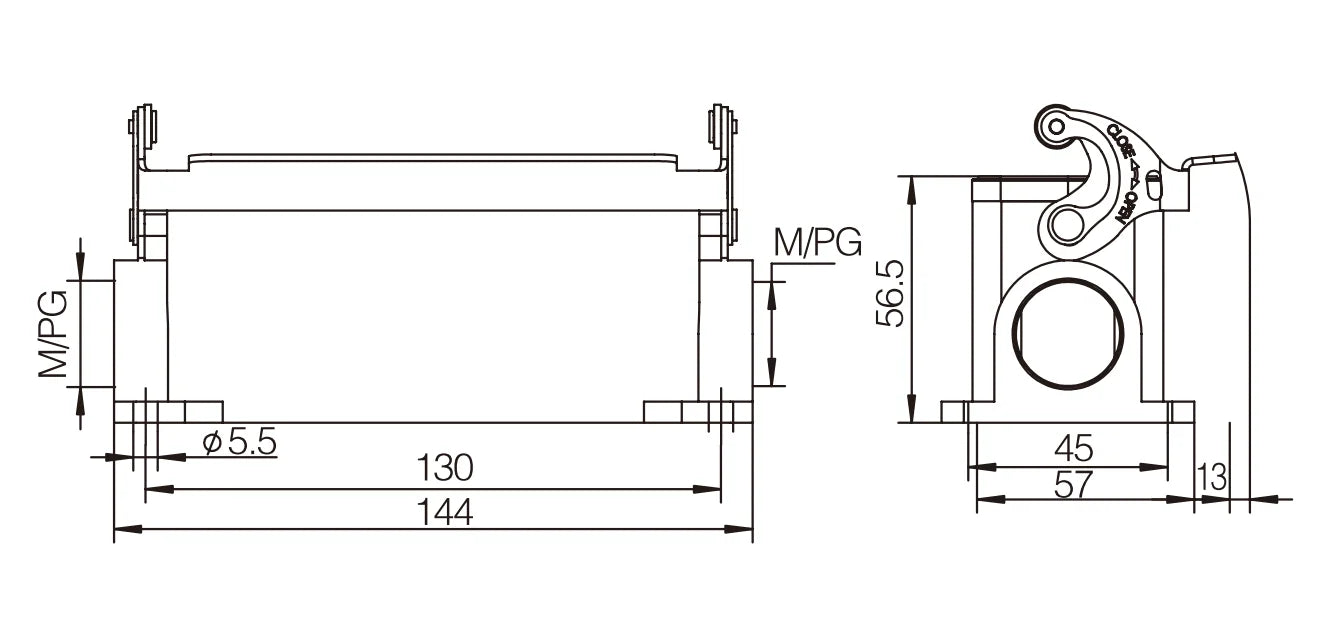 H24B-SG-1L-2PG21 Industrial Heavy Duty Connector Compact Series Top Entry Protective Hoods Aluminum Housing Copper