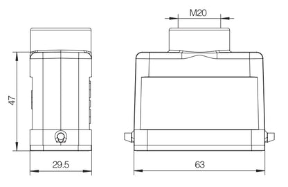 H3A-TK-2B-M20 Heavy Duty Connector Compact Series Top Entry Protective Hoods