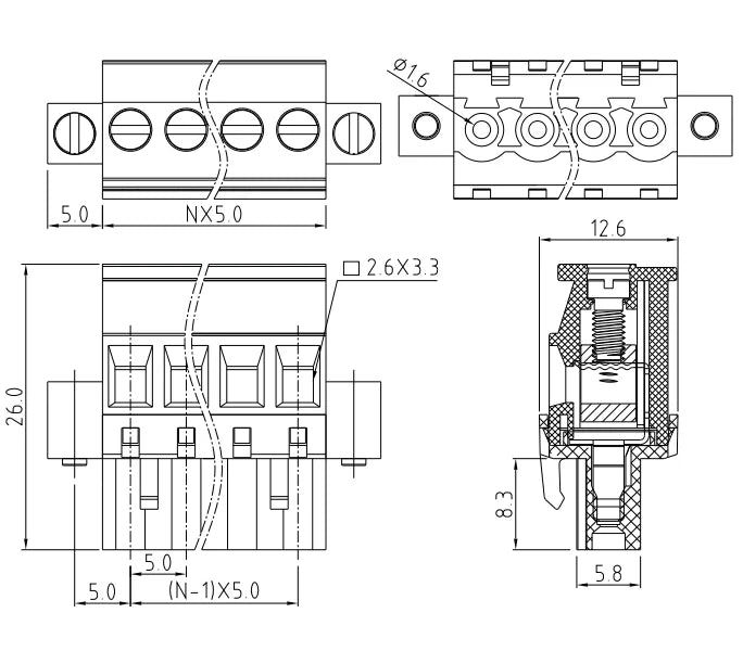 QPRA-500F 5.0mm Pitch 2P-24P 300v 15A Green High Strength Spring Wire Strong Shock Resistance Plug PCB Terminal Connector Blocks