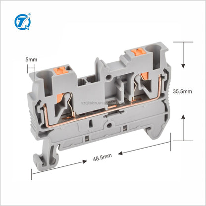PT2.5 Blue 800V 24A PA66 Din Rail Self-Locking Plug-in Terminal Blocks