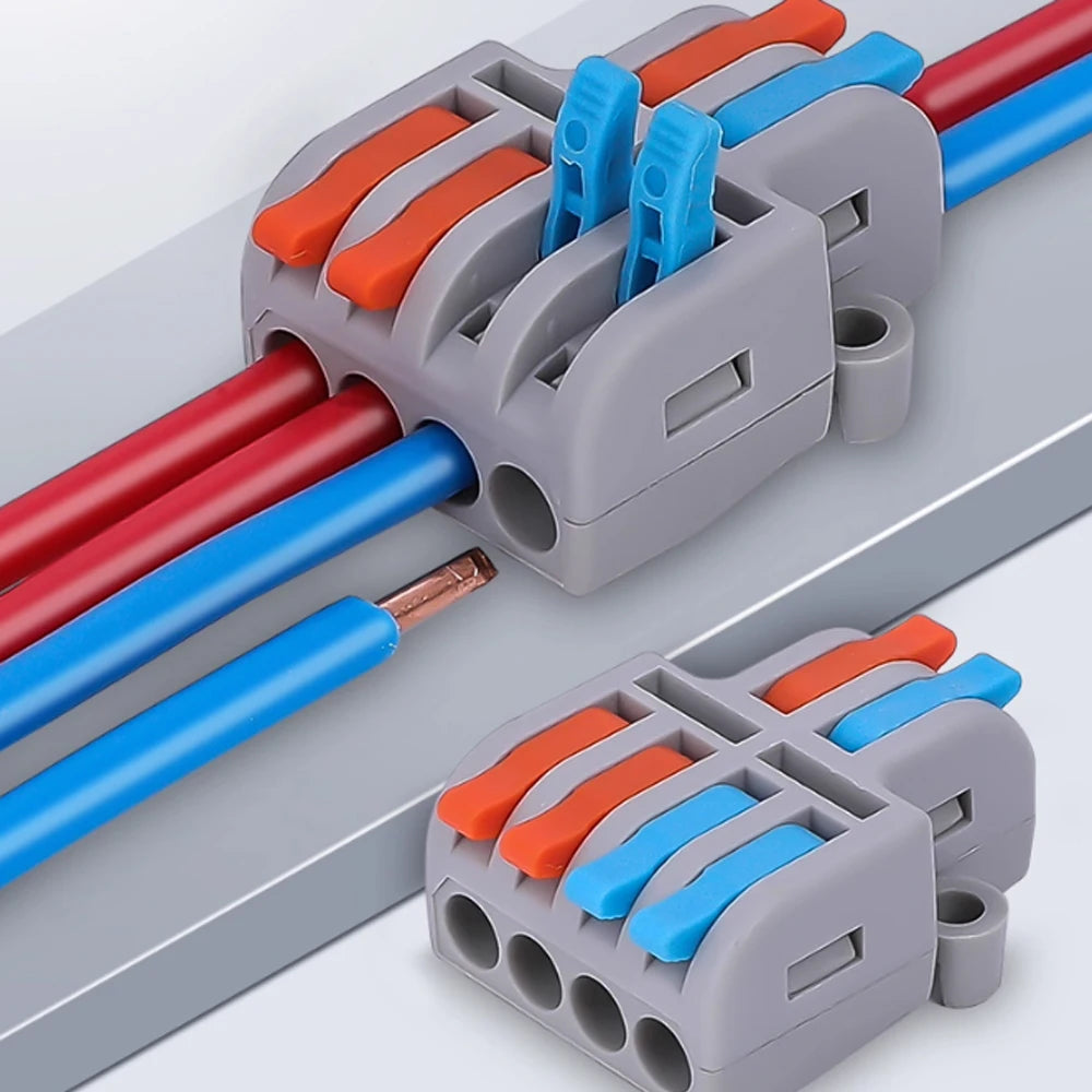 QDF-4-42 High Quality Stock  2 in and 4 Out Push-in Terminal Block Quick Wiring Conductor Quick-insert Push-type Terminal BlockS