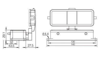 H24B-ST-4B-CV Industrial Heavy Duty Aluminum Housing Copper Contact Compact Series Top Entry Protective Hood