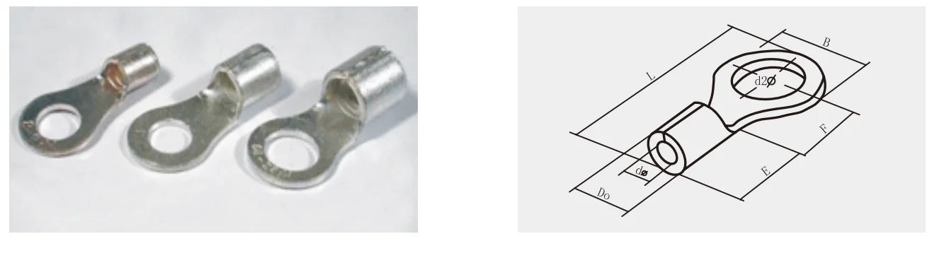RNB Round Naked Insulated Ring Copper Terminal Lug  Electrical Wire Connector Insulated Crimp Connector