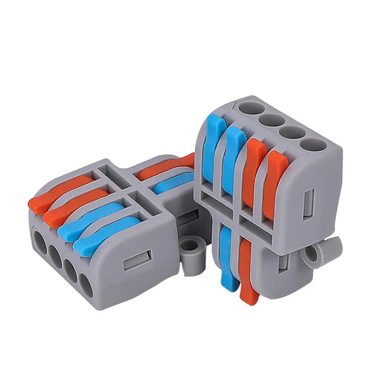 QDF-4-42 High Quality Stock  2 in and 4 Out Push-in Terminal Block Quick Wiring Conductor Quick-insert Push-type Terminal BlockS