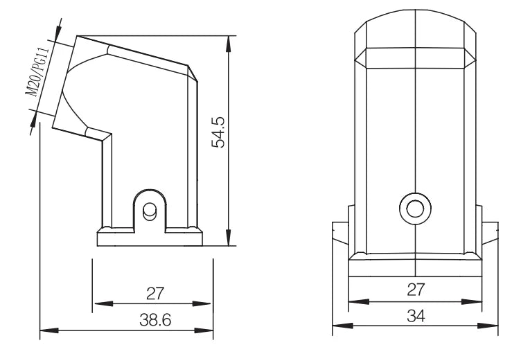 H3A-SK-2B-M20 Heavy Duty Connector Compact Series Top Entry Protective Hoods