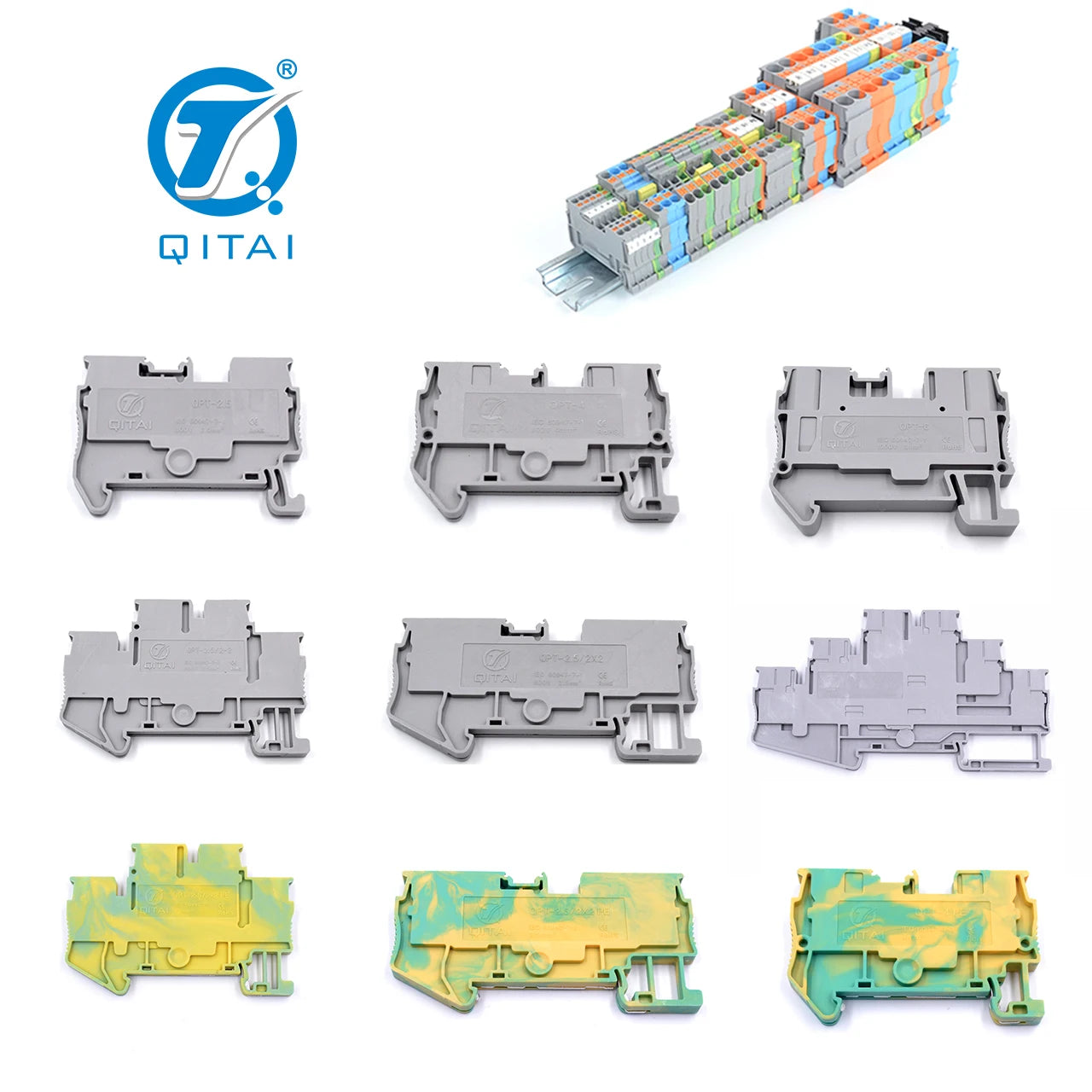 QUKJ-10JD  Earth Din Rail Terminal Block 10 Mm2  Screw Type Ground Terminal Block