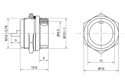 12M-4B Double-notch Socket B Aviation Plug and Socket  2 3 4 5 6 Pin Small Male and Female Connector Hole 12mm