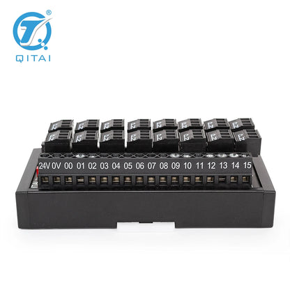QITAI QMT086-P PNP 16-Bit Output Terminal Block DC24V 1A PLC Module LED Light Remote Control Push-In Connection Din Rail Type