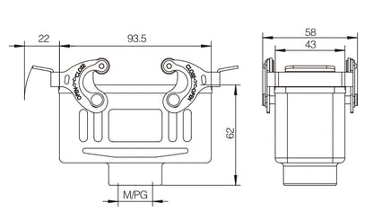 H16B-DJKH-1L-M32 Industrial Heavy Duty Connector Compact Series Top Entry Protective Hoods