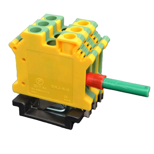 QUKJ-6JD  Ground Yellow Green Terminal Block 6mm2 Din Rail Universal Terminal Blocks Wiring Electrical Connectors