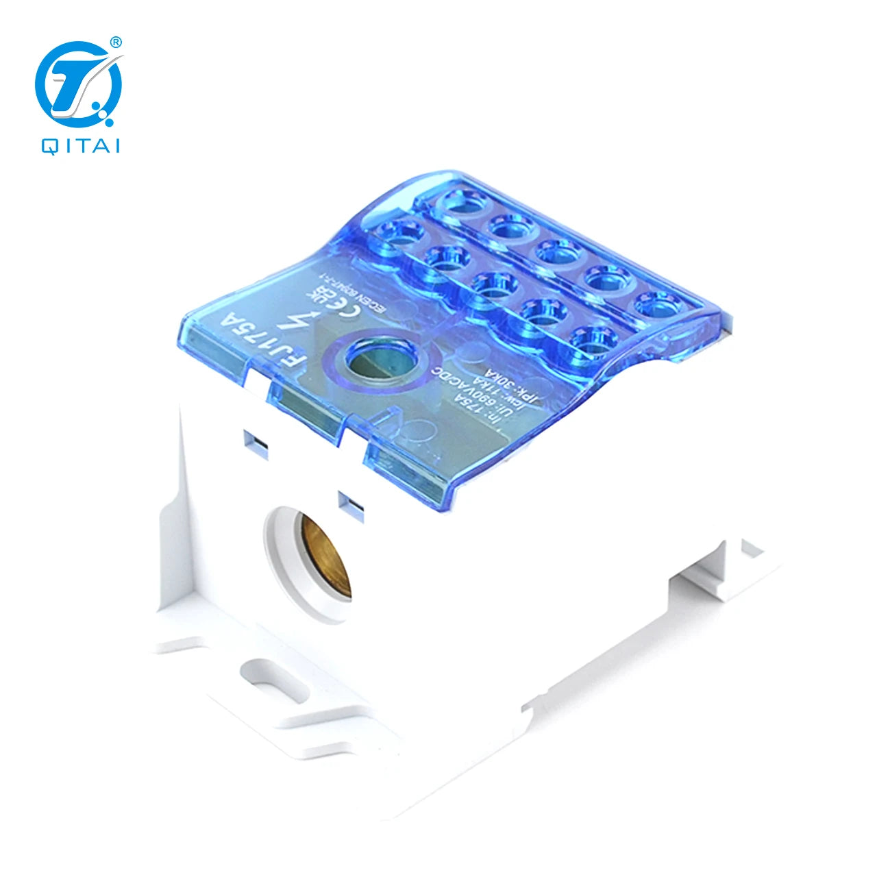 QFJ175A  Brass Busbar Power Distribution Terminal Blocks Connector Box With Removable Cover CE Rohs Approved
