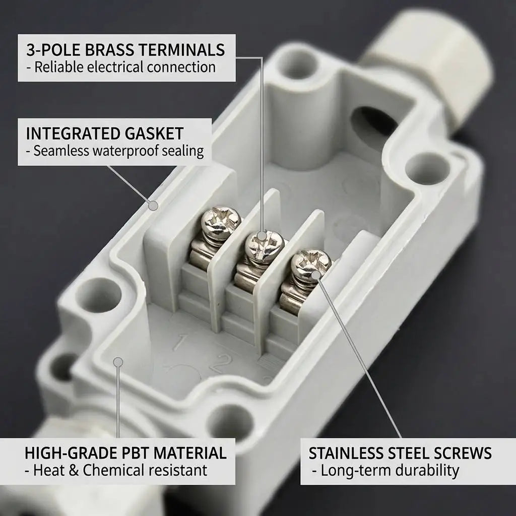 PBT-3P Universal Outlets Entries PG9 Glands Gasket Cover Shell Lighting Wiring Small Compact Industrial Tool-free Junction Box
