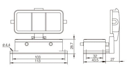 H16B-ST-4B-CV Heavy Duty Connector Compact Series Top Entry Protective Hoods Aluminum Housing Copper Contacts