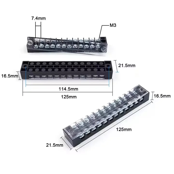 QTB1512 15A 660V Factory Supply High Current Screw Barier Terminal Strip Terminal Blocks