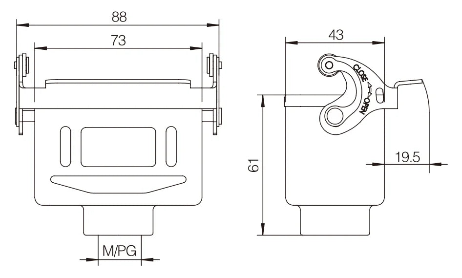 H10B-DJK-1L-M20 Heavy Duty Male/Female Aluminum Connector Housing Compact Series with Top Entry Protective Hoods IP65