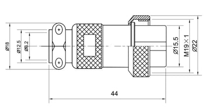 20M-2A  2 3 4 5 6 7 8 9 10 11 12Pin Butting Type Socket K 20mm 250V Metal Circular Aviation Connector Waterproof for Aviation