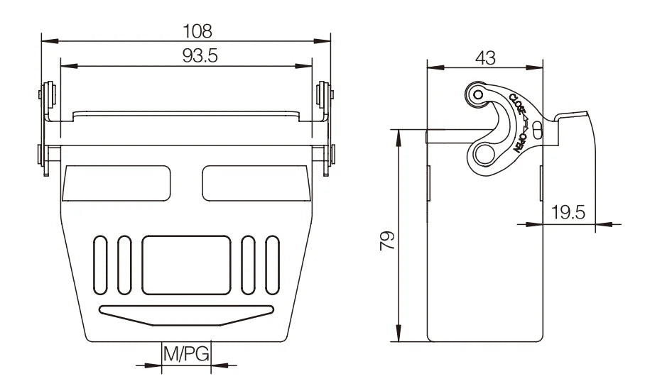 H16B-DJKH-1L-M32 Industrial Heavy Duty Connector Compact Series Top Entry Protective Hoods Aluminum Housing Copper Contact