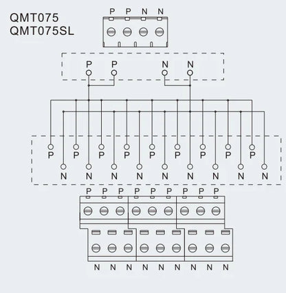 QMT075  Common Terminal Block Standard 35mm DIN RAIL the Various Branches of the Load Components Output DC24V 10A