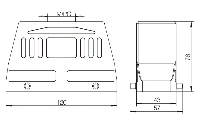 H24B-TKH-4B-PG29 Heavy Duty Industrial Connector Compact Series Top Entry Protective Hoods Aluminum Housing Copper
