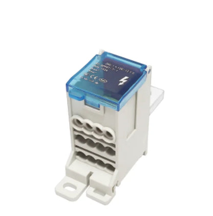 QFJD-120/6X12/K250 Unipolar Distribution Block 250A 690V AC/DC DIN Rail Mount Junction Box with PC Cover