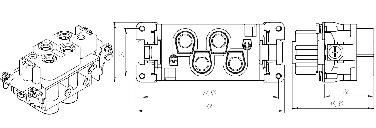 HK-004/2-F 80A 830V Heavy Duty V0 Female Insert Screw Crimp for Industrial Electric Communication Equipment Terminal Blocks