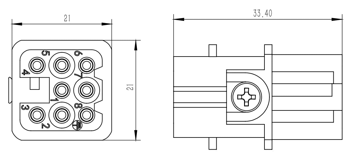 HD-008-FC Heavy Duty Connector Crimp Termination Screw Connectors Plug Female Connector for Heavy Duty Equipment