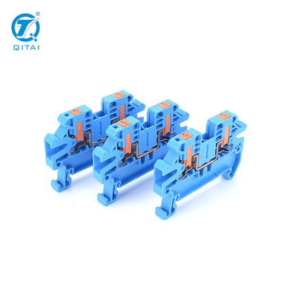 QPTV-2.5 2.5mm² Factory Stock Grey Blue  Universal Panel Mounted Side Feed Through Wire Din Rail Terminal Block Connectors