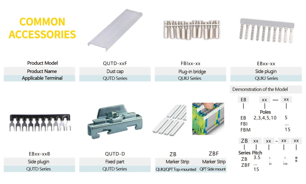 QUTD-41 High Current 50A Japanese Screw Terminal 660V Fuse Terminal Connector- for 8mm2 Wire PA66 Brass Fused Terminal