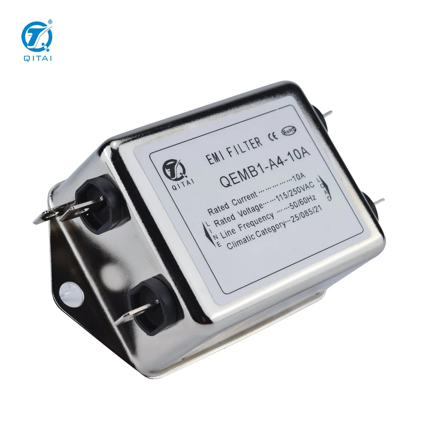 QEMB1-A4-10A Single Phase AC Power Line Filter 250VAC 10A Differential Mode Choke Stud Faston for Industrial PC